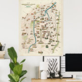 ヴィンテージベルリンドイツ記念碑の地図(1856) ポスター (ホームオフィス)