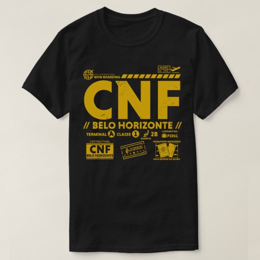 ヴィンテージベロオリゾンテCNF空港コードトラベルデイ Tシャツ (デザイン正面)