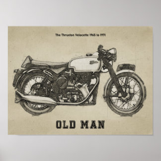 ヴィンテージベロッセットスラクストンバイクスケッチ ポスター