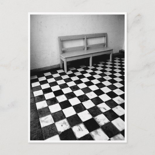 ヴィンテージベンチ(白黒) ポストカード (正面)