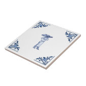 ヴィンテージベーカリーデリバリーボーイデルフトブルー&ホワイト タイル (側面)