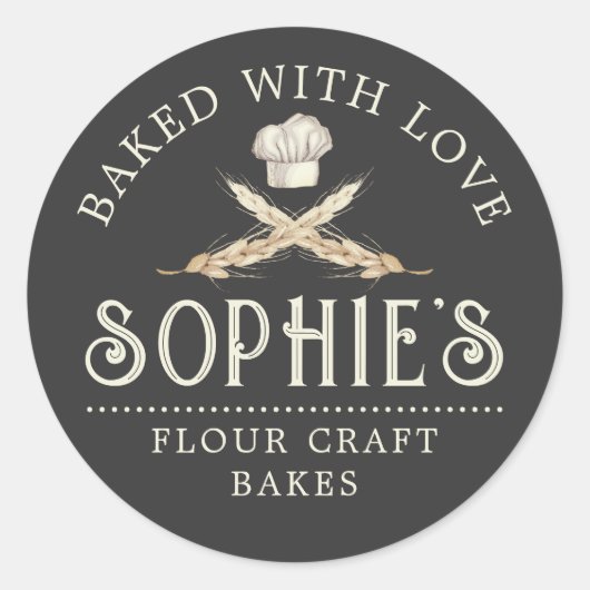 ヴィンテージベーカーのロゴブラックプロダクトラベルシール ラウンドシール (正面)