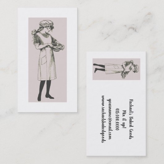 ヴィンテージベーカーまたはパティシシェフ 名刺 (正面/裏面)