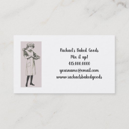 ヴィンテージベーカーまたはパティシシェフ 名刺 (裏面)