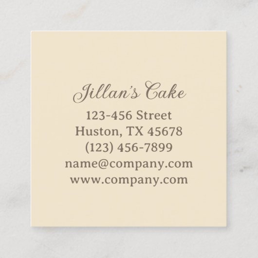 ヴィンテージベーカーベーカリーケータリングケーキ スクエア名刺 (裏面)
