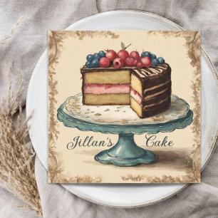 ヴィンテージベーカーベーカリーケータリングケーキ スクエア名刺