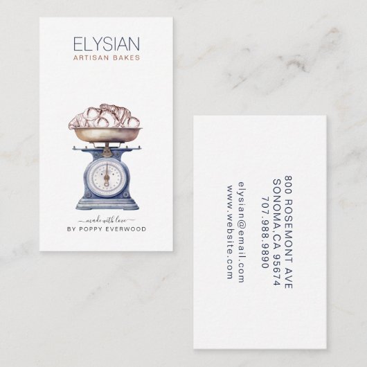 ヴィンテージベーカーベーカリーパティシシェフ 名刺 (正面/裏面)