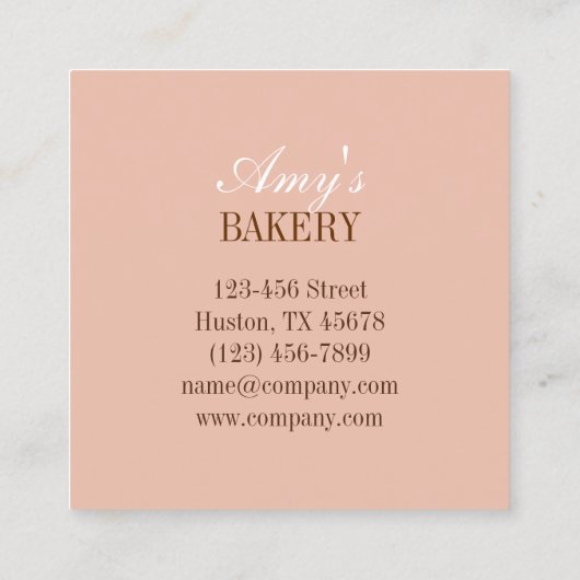 ヴィンテージベーカーモダンーケーキベーカリーカップケーキ スクエア名刺 (裏面)