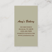 ヴィンテージベーカー菓子シェフケーキクッキーベーカリー 名刺 (裏面)