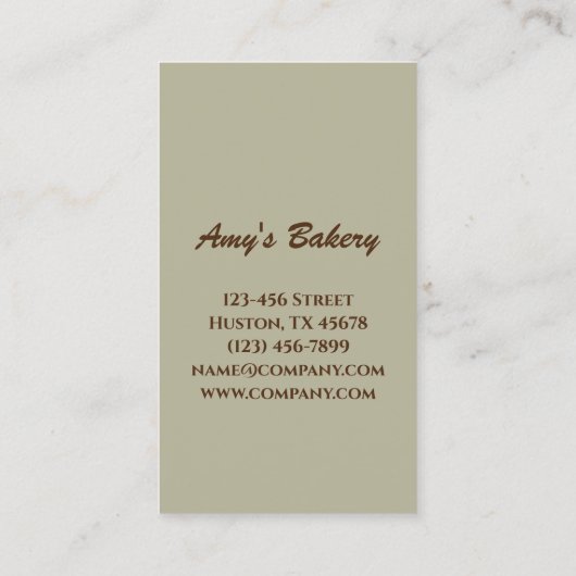 ヴィンテージベーカー菓子シェフケーキクッキーベーカリー 名刺 (裏面)