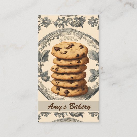 ヴィンテージベーカー菓子シェフケーキクッキーベーカリー 名刺 (正面)