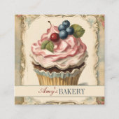 ヴィンテージベーカー菓子シェフケーキベーカリーカップケーキ スクエア名刺 (正面)
