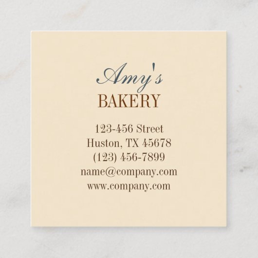 ヴィンテージベーカー菓子シェフケーキベーカリーカップケーキ スクエア名刺 (裏面)