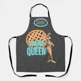 ヴィンテージベーキングクイーンオングレーパーソナライズされた エプロン