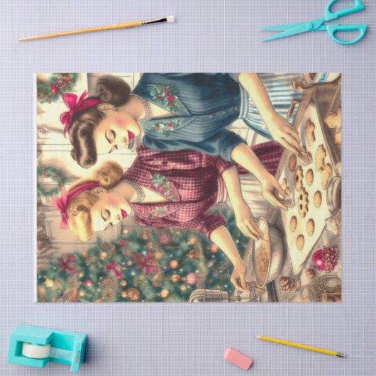 ヴィンテージベーキングクッキークリスマスレディース 薄葉紙 (クラフト)