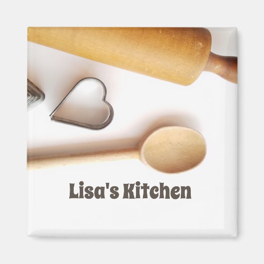 ヴィンテージベーキングス転がプーンのピンキッチンマグネット マグネット (正面)