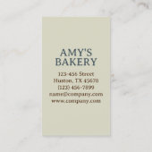ヴィンテージベーキングベーカー生地シェフベーカリーケーキ 名刺 (裏面)