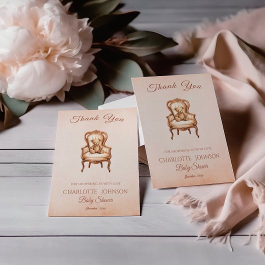 ヴィンテージベージクラシックー男女兼用ベビーシャワー サンキューカード