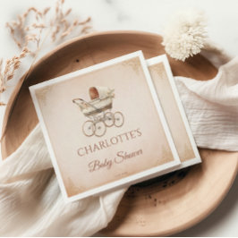 ヴィンテージベージクラシックー男女兼用ベビーシャワー スタンダードカクテルナプキン