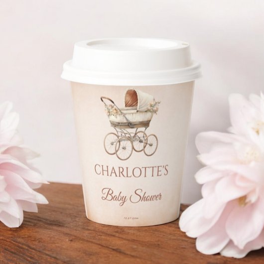 ヴィンテージベージクラシックー男女兼用ベビーシャワー 紙コップ