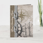 ヴィンテージベージュとブラウン航海のグラフィック カード (正面)