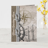 ヴィンテージベージュとブラウン航海のグラフィック カード (黄色い花)