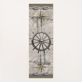 ヴィンテージベージュとブラウン航海のグラフィック ヨガマット