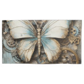 ヴィンテージベージュとブルーバタフライ 枕カバー (正面左)