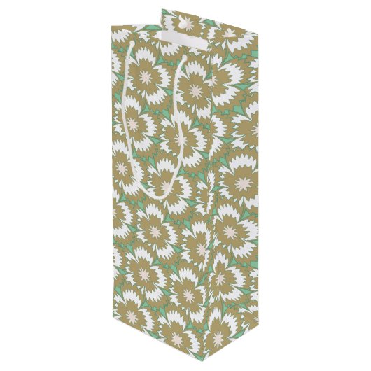 ヴィンテージベージュと緑のフローラディアンツスバーバタス ワインギフトバッグ (裏面アングル)