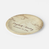 ヴィンテージベージュと茶色のス結婚クロール ペーパープレート (アングル)