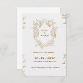 ヴィンテージベージュと金ゴールドカラー結婚式招待状 招待状 (正面/裏面)