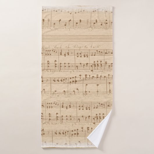 ヴィンテージベージュの音楽ノート バスタオル (バスタオル)