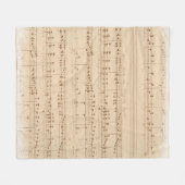 ヴィンテージベージュの音楽ノート フリースブランケット (正面(横))