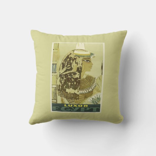 ヴィンテージベージュエジプト旅行ポスター クッション (裏面)
