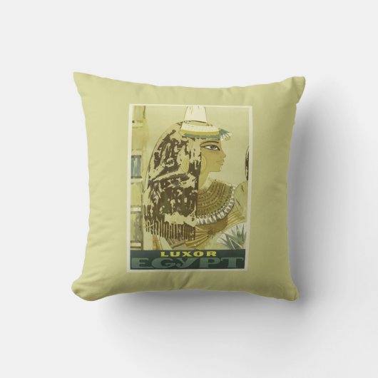 ヴィンテージベージュエジプト旅行ポスター クッション (正面)