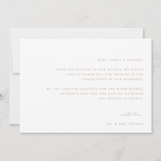 ヴィンテージベージュクレストモノグラム結婚ズ サンキューカード (裏面)