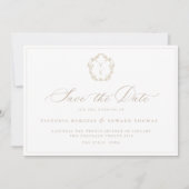 ヴィンテージベージュクレストモノグラム結婚ズ セーブザデート (正面)