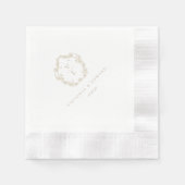 ヴィンテージベージュクレストモノグラム結婚ズ 縁ありカクテルナプキン (正面)