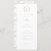 ヴィンテージベージュクレストモノグラム結婚フローラ メニュー (正面/裏面)