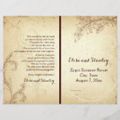 ヴィンテージベージュスクロール葉折りウェディングプログラム (正面)