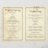 ヴィンテージベージュスクロール葉折りウェディングプログラム (裏面)