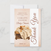 ヴィンテージベージュテディベア赤ちゃんシャワー サンキューカード (正面)