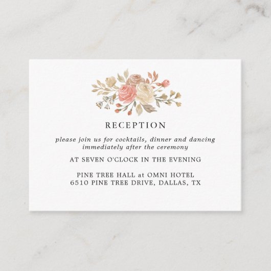 ヴィンテージベージュバラウェディングレセプションカード エンクロージャーカード (正面)