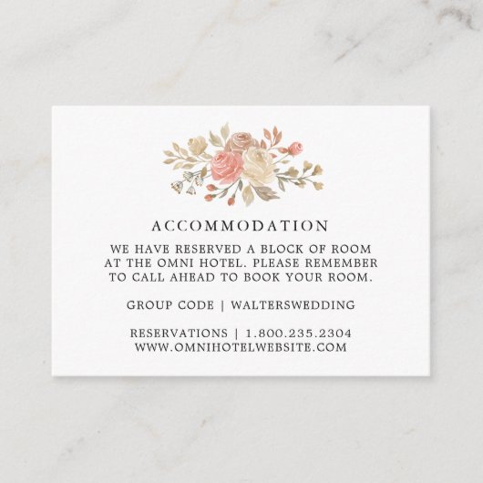 ヴィンテージベージュバラ結婚ズアコモデーションカード エンクロージャーカード (正面)