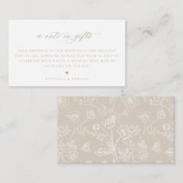 ヴィンテージベージュフローラギフトに関する結婚メモ エンクロージャーカード