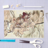 ヴィンテージベージュブラウンさくらんぼの花 薄葉紙 (クラフト)