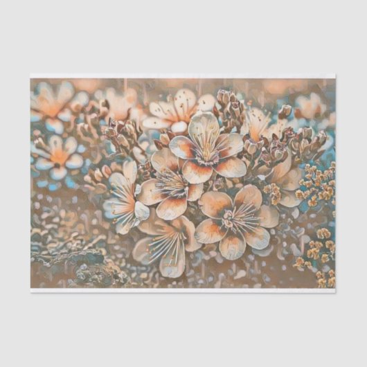 ヴィンテージベージュブラウンさくらんぼスケッチ 薄葉紙 (正面)