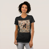 ヴィンテージベージュブラウンさくらんぼ花モノグラム Tシャツ (正面フル)