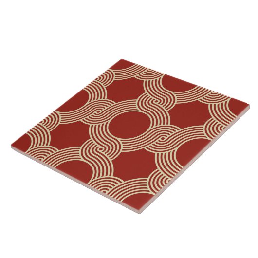 ヴィンテージベージュブラウン70年代の幾何学的タイル設計 タイル (側面)