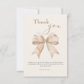 ヴィンテージベージュボウホウォーター色ベビーシャワー サンキューカード (正面)
